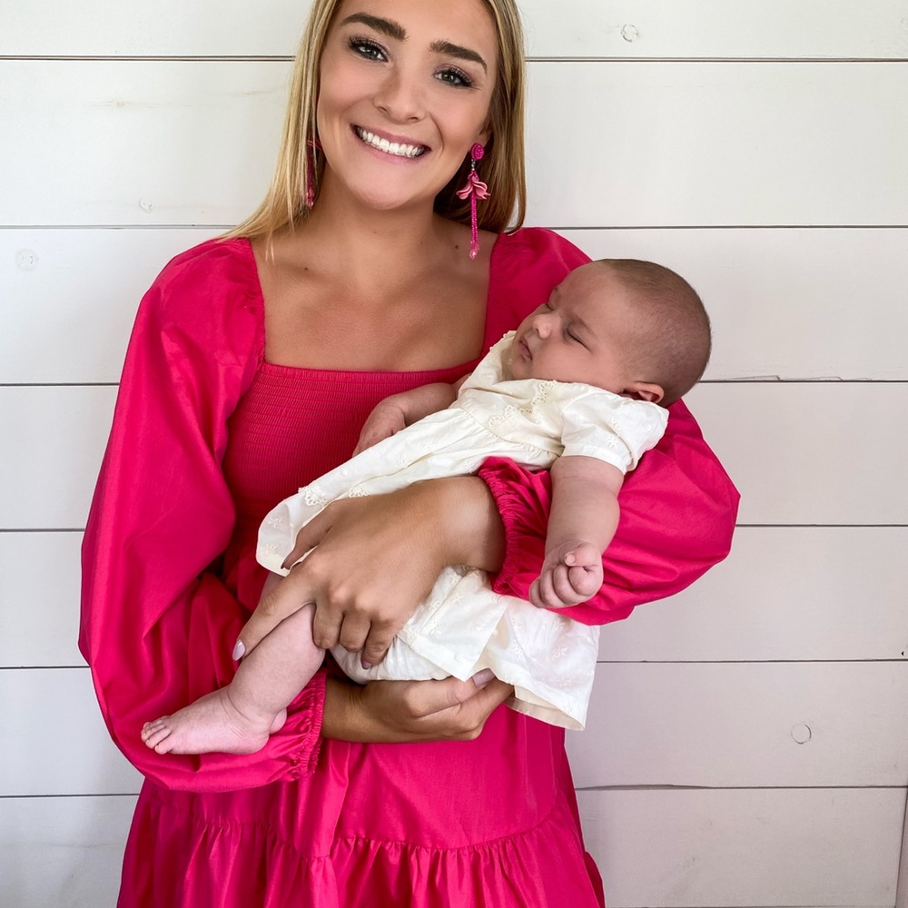 Puff sleeve dress - bright pink
